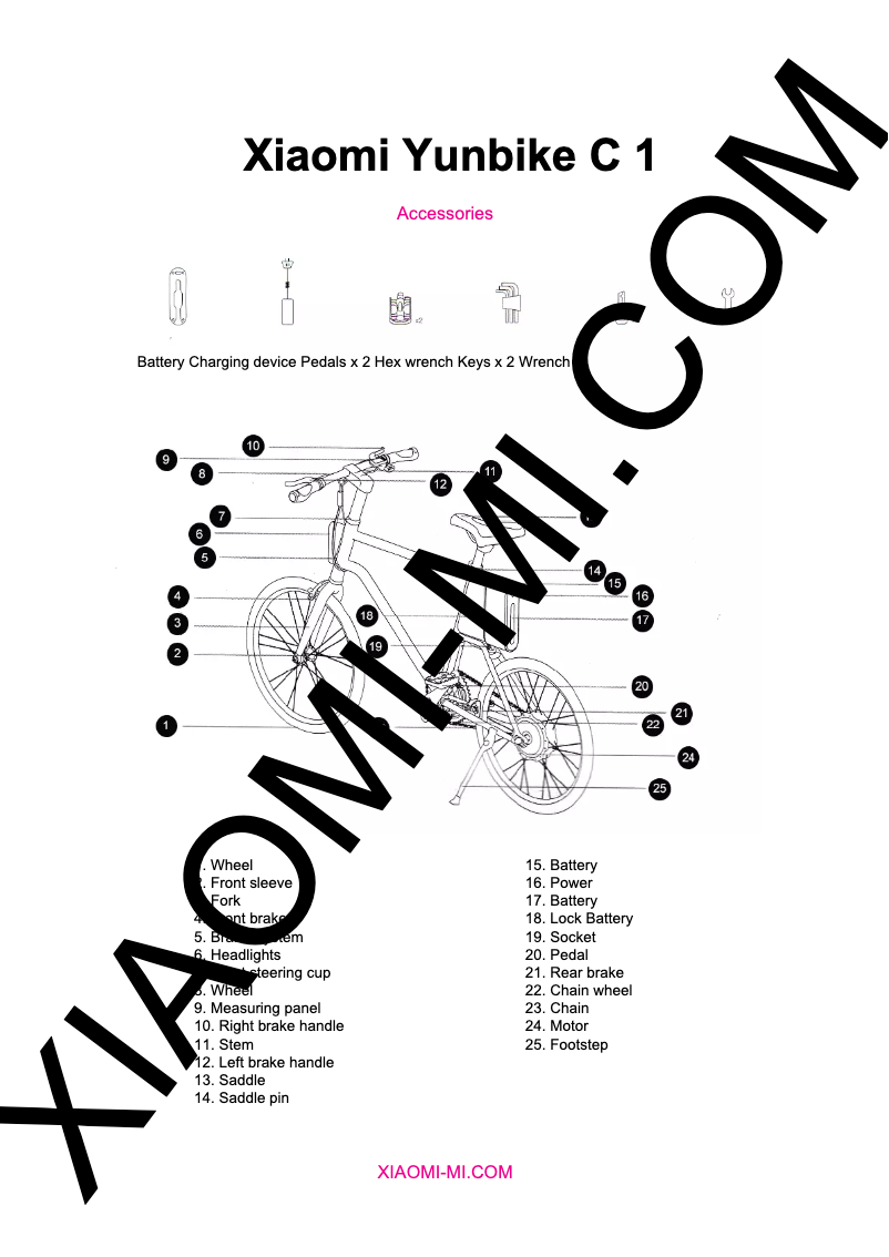 Page 1 of the manual User Manual Xiaomi YunBike C1