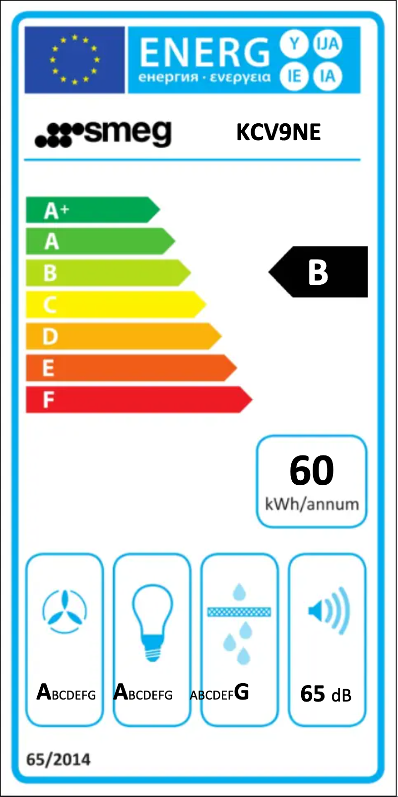 Page 1 of the manual Energy Label Smeg KCV9NE