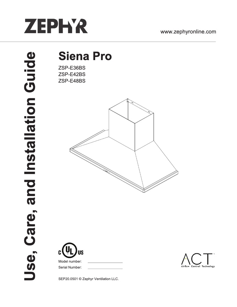 Page 1 of the manual Installation Guide Zephyr ZSPE36BS