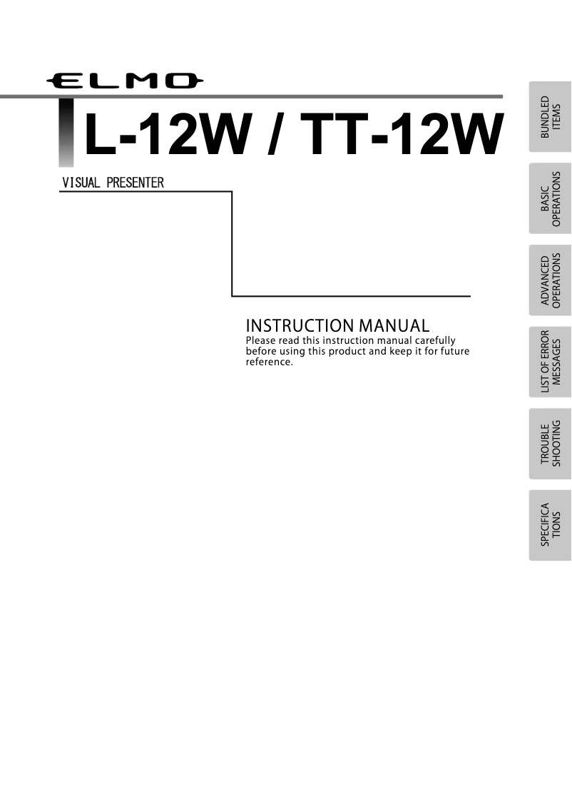 First page image of the manual for L-12W