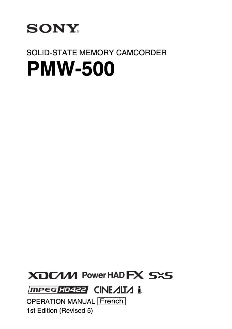 Page 1 of the manual User Manual Sony PMW-500
