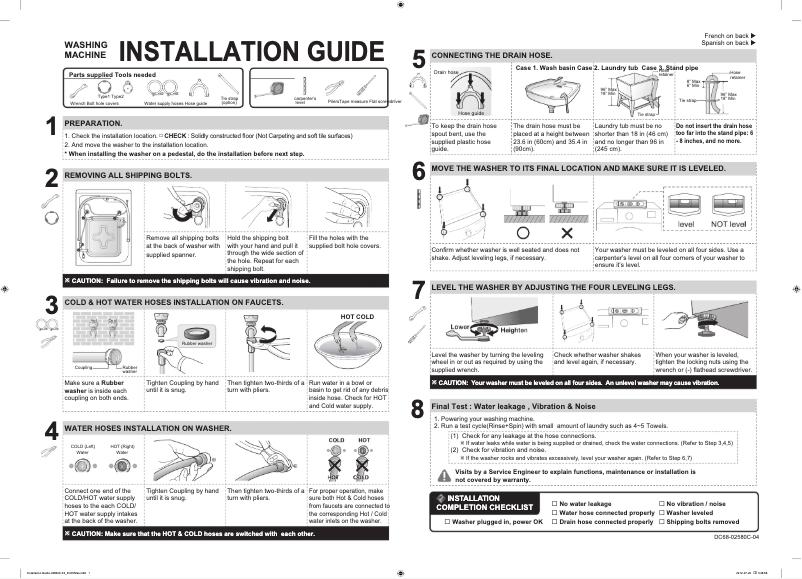 Page 1 of the manual Installation Guide Samsung WF51CG8000AV