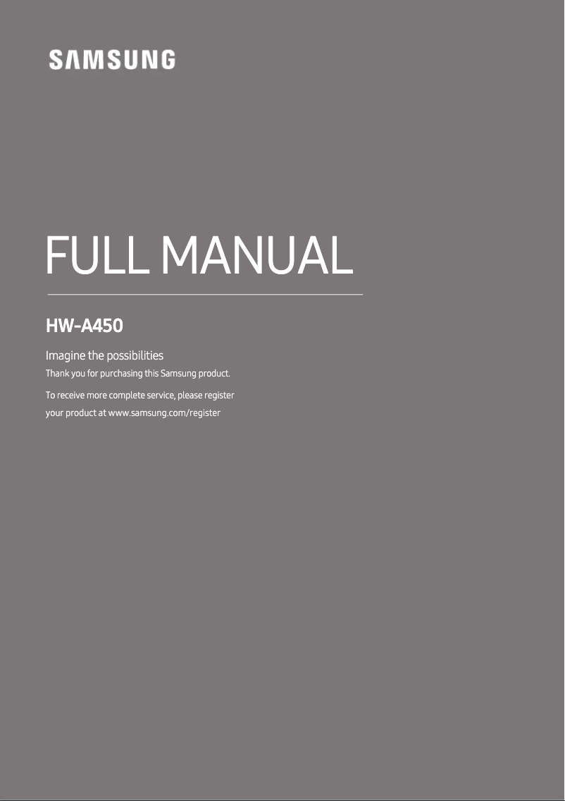 Page 1 of the manual User Manual Samsung HW-A450