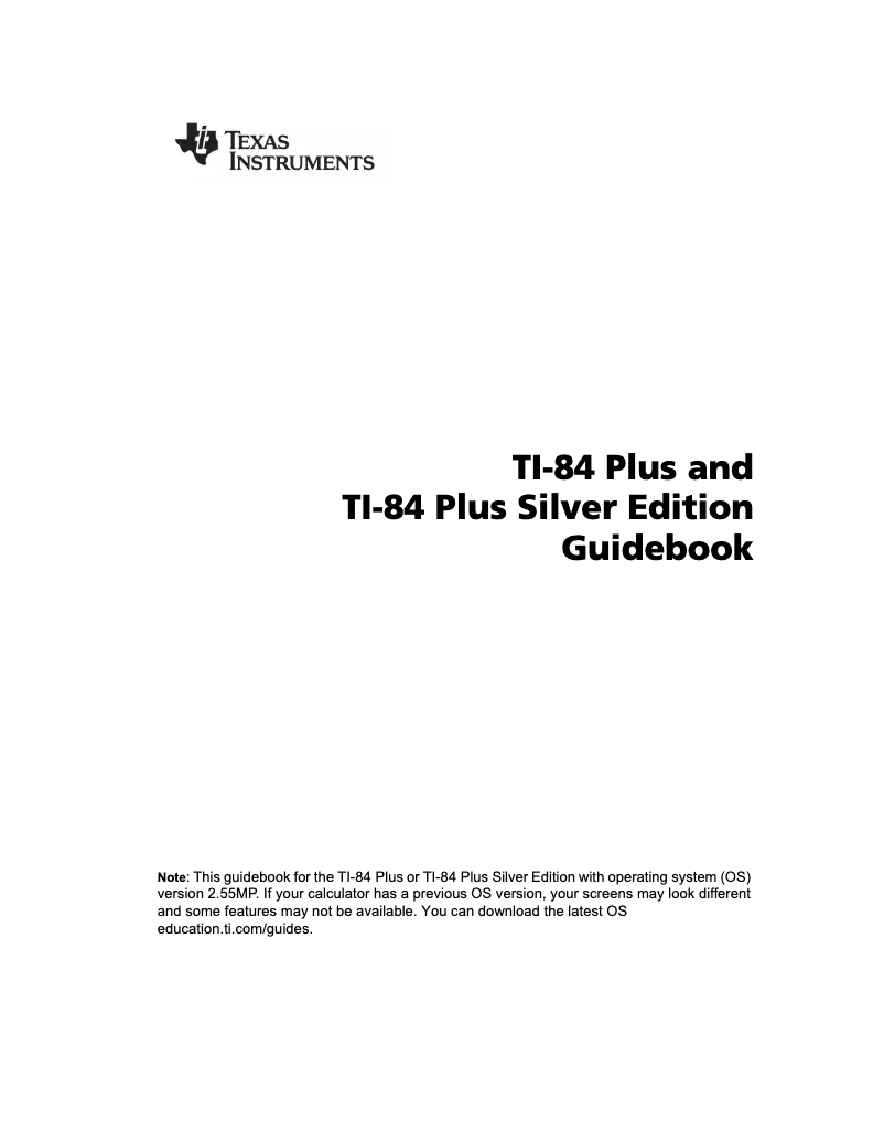 First page image of the manual for TI-84 Plus