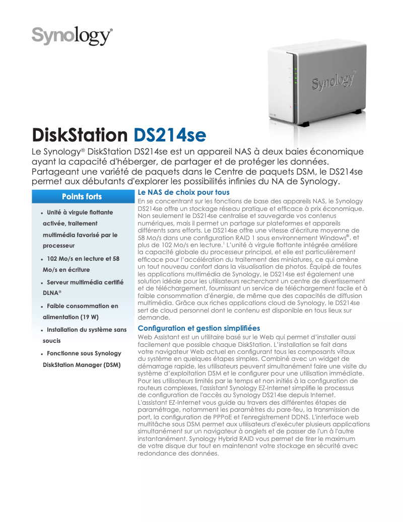 First page image of the manual for DiskStation DS214se