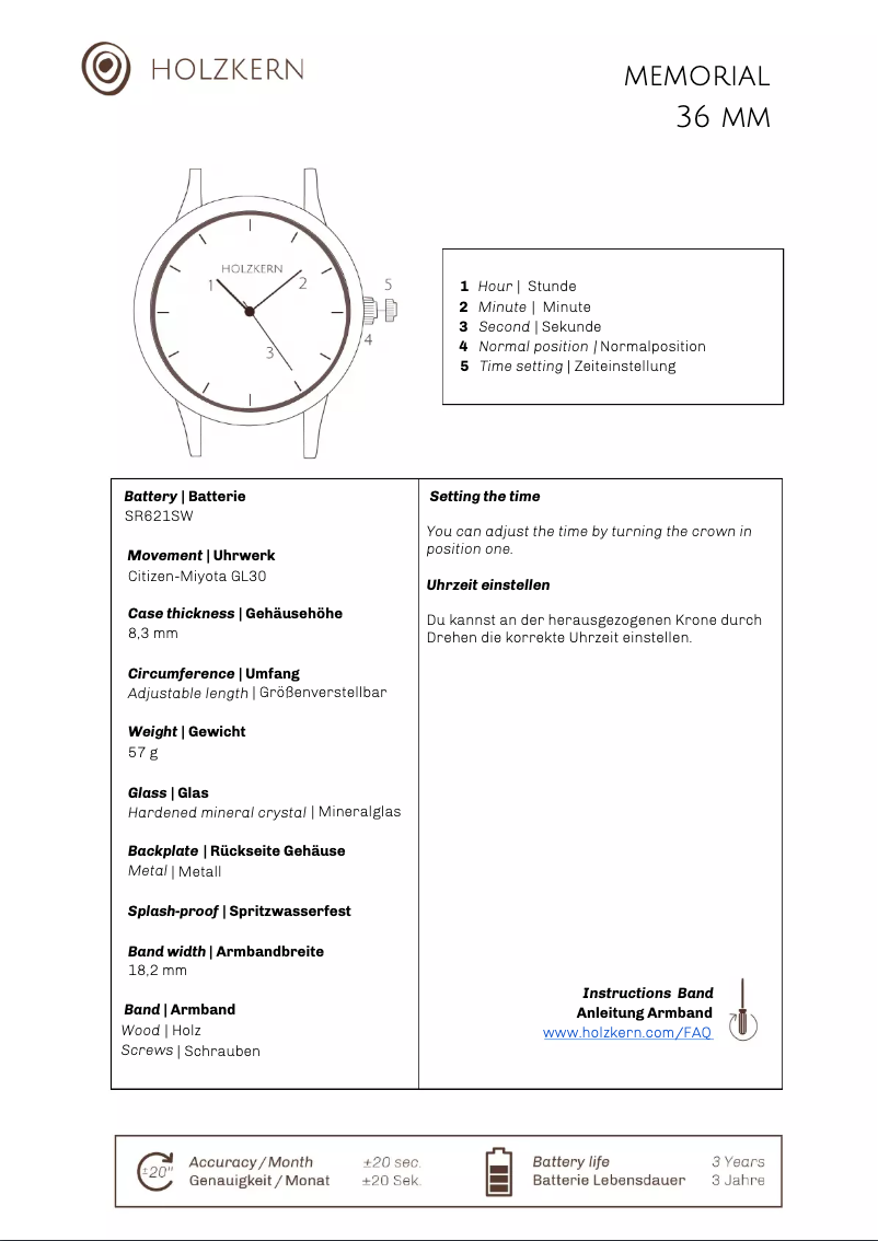 Page 1 of the manual User Manual Holzkern Frida