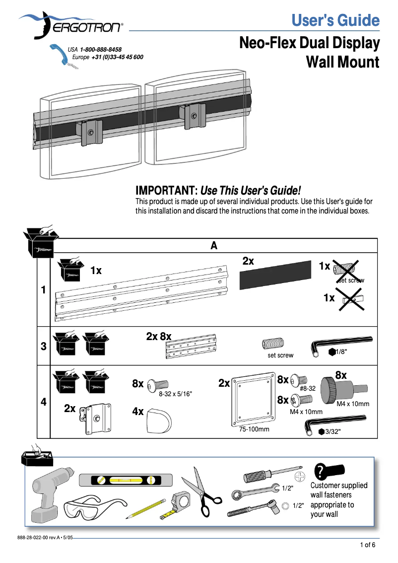 Page 1 of the manual User Manual Ergotron Neo-Flex