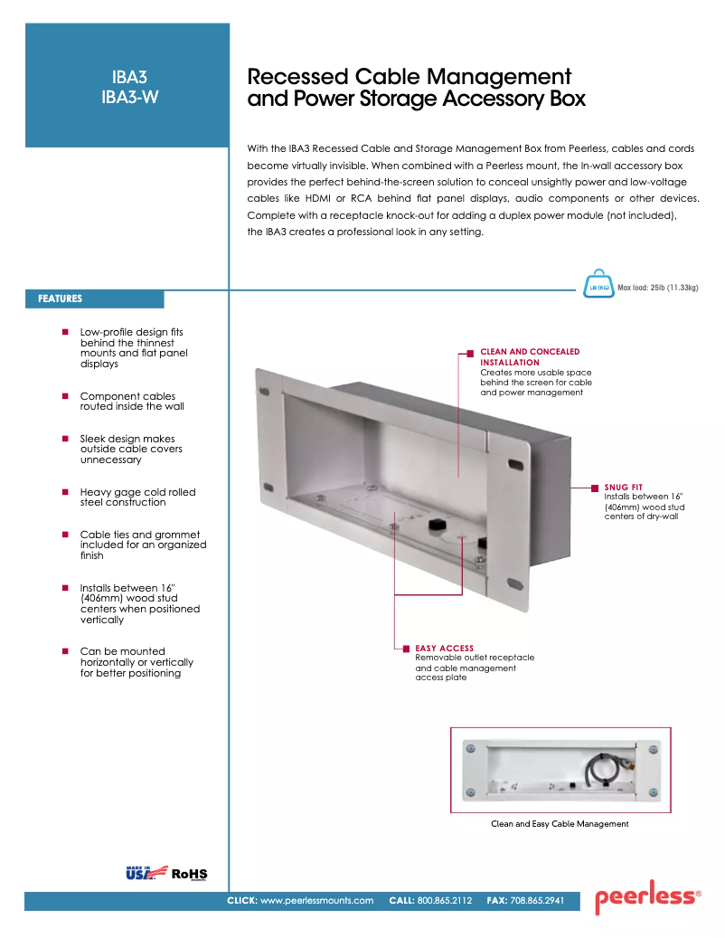 Page 1 of the manual User Manual Peerless-AV IBA3