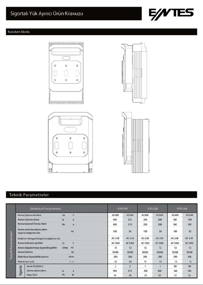 Page 1 of the manual User Manual ENTES AYR.250