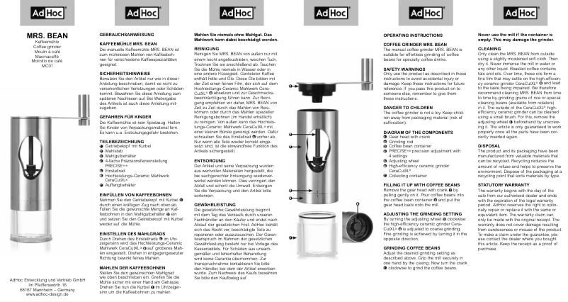 Page 1 de la notice Manuel utilisateur AdHoc Mrs. Bean