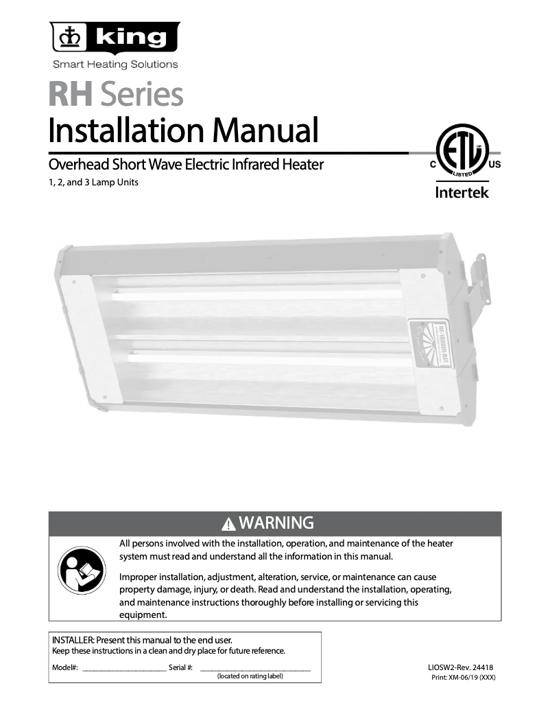 Page 1 of the manual User Manual King TW2-33B2-C25