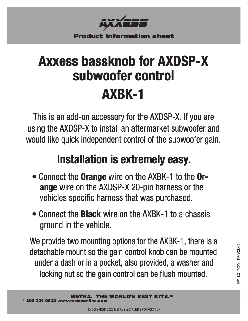 First page image of the manual for AXBK-1