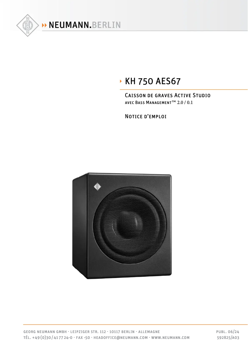 First page image of the manual for KH 750 AES67