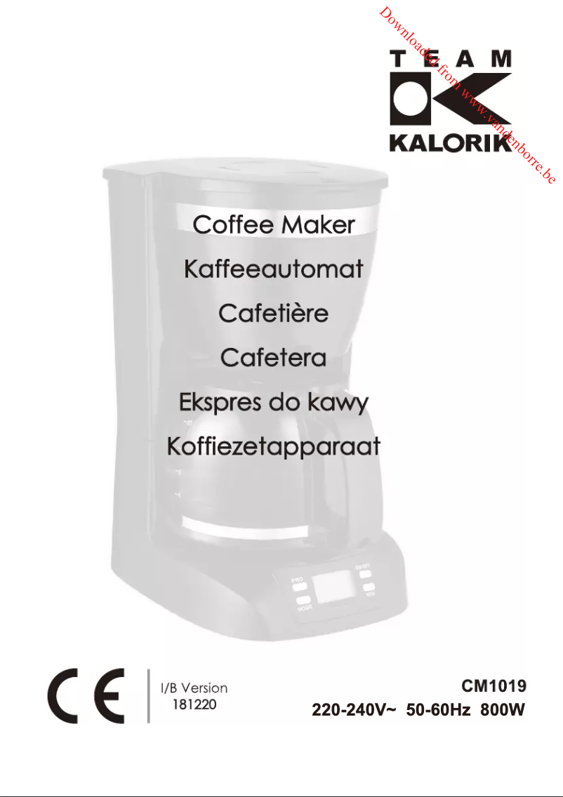 Page 1 of the manual User Manual Kalorik TKG CM 1019 BT