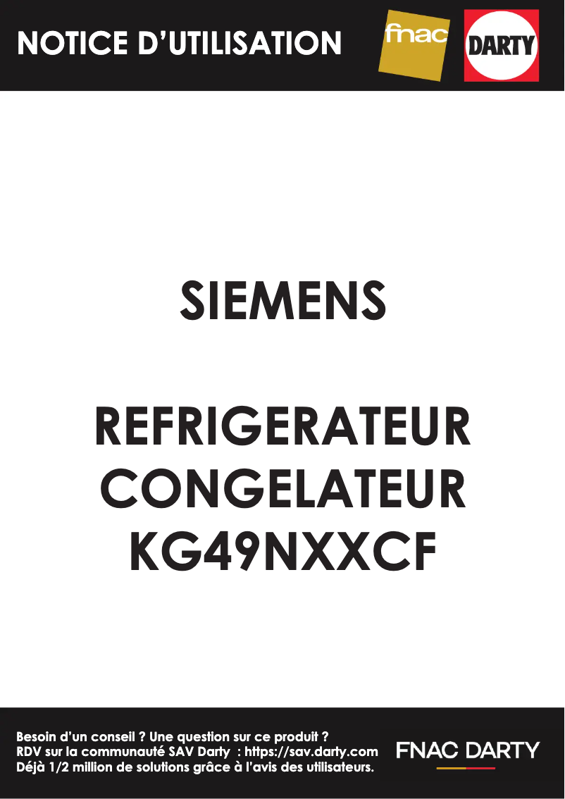 Page 1 of the manual User Manual Siemens KG49NXXCF