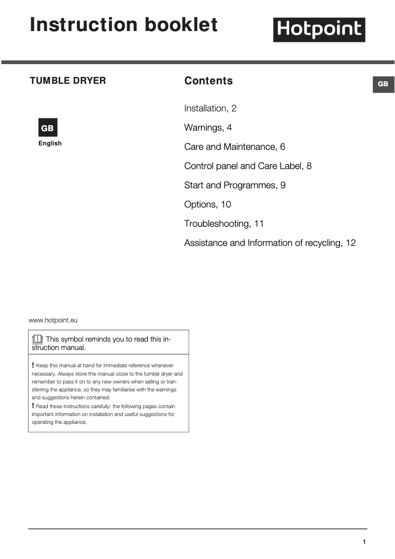 First page image of the manual for TCFS 83B GP.9 (UK)