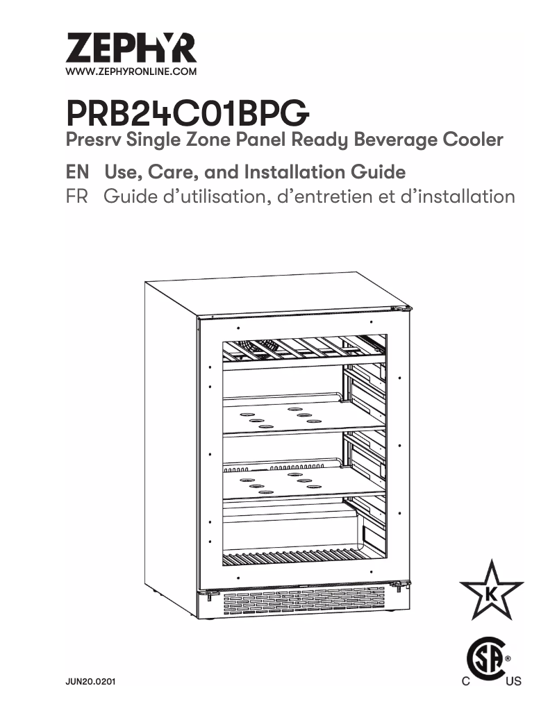 Page 1 of the manual Installation Guide Zephyr PRB24C01BPG