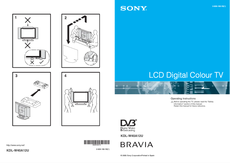 Page 1 of the manual User Manual Sony Bravia KDL-W40A12U