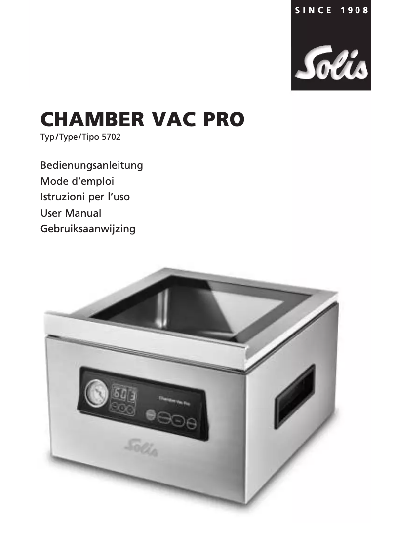 Page 1 of the manual User Manual Solis Chamber Vac Pro 5702