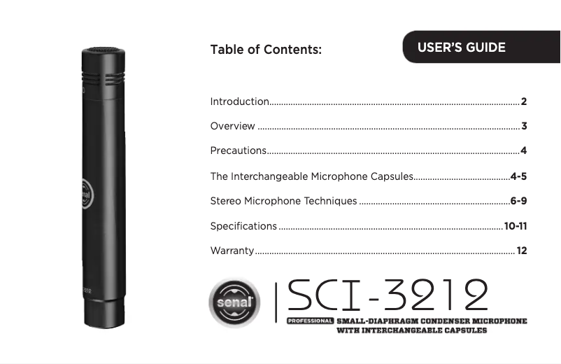 First page image of the manual for SCI-3212