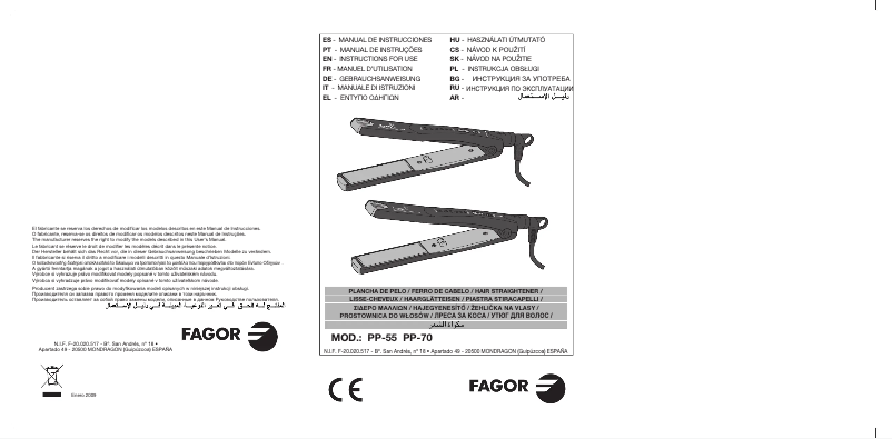 Page 1 of the manual User Manual Fagor PP-55
