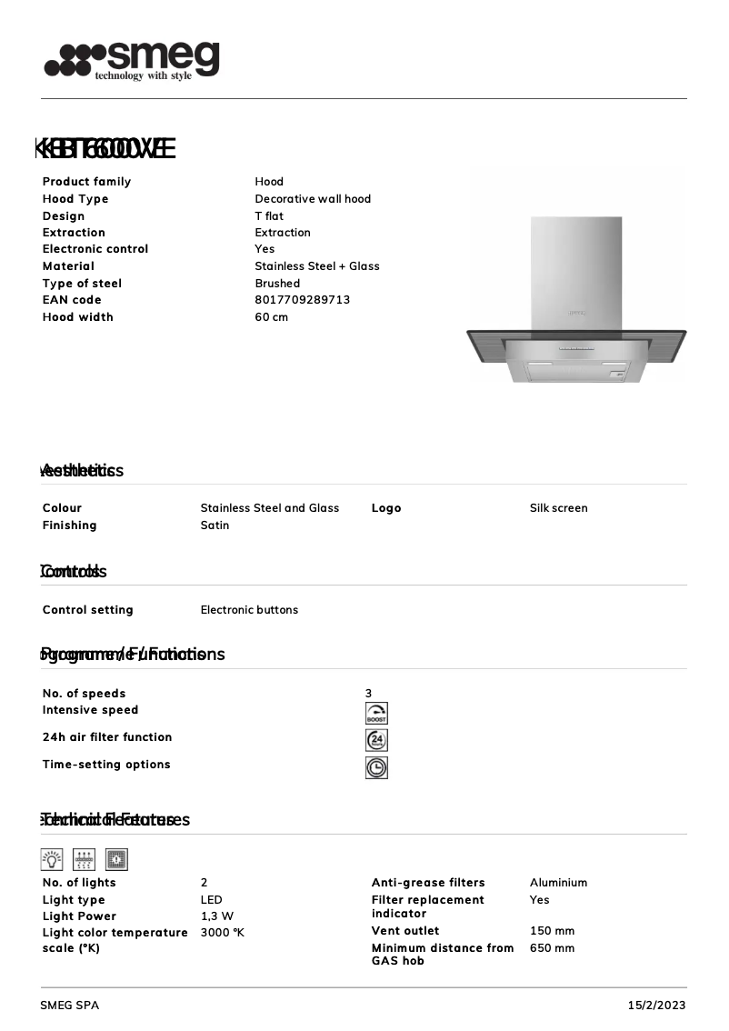 Page 1 of the manual Brochure Smeg KBT600ve