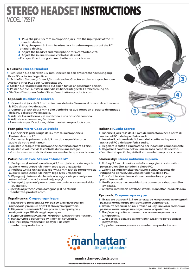 Page 1 of the manual User Manual Manhattan 175517