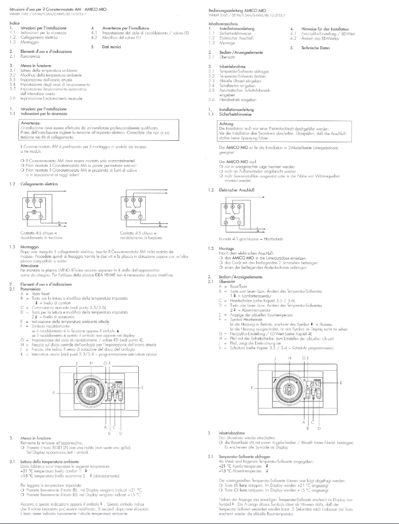 First page image of the manual for Amica Mio