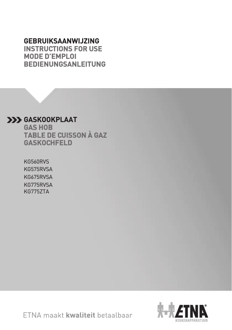 First page image of the manual for KG775ZTA