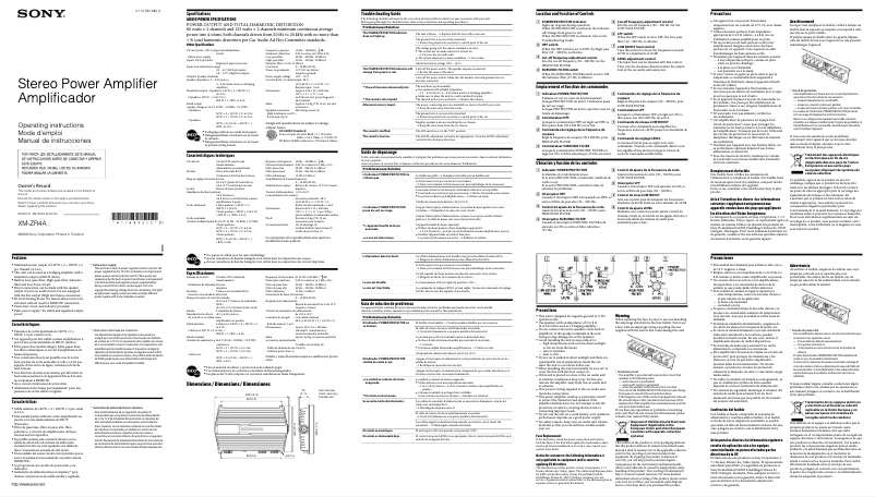 Page 1 of the manual User Manual Sony XM-ZR4A