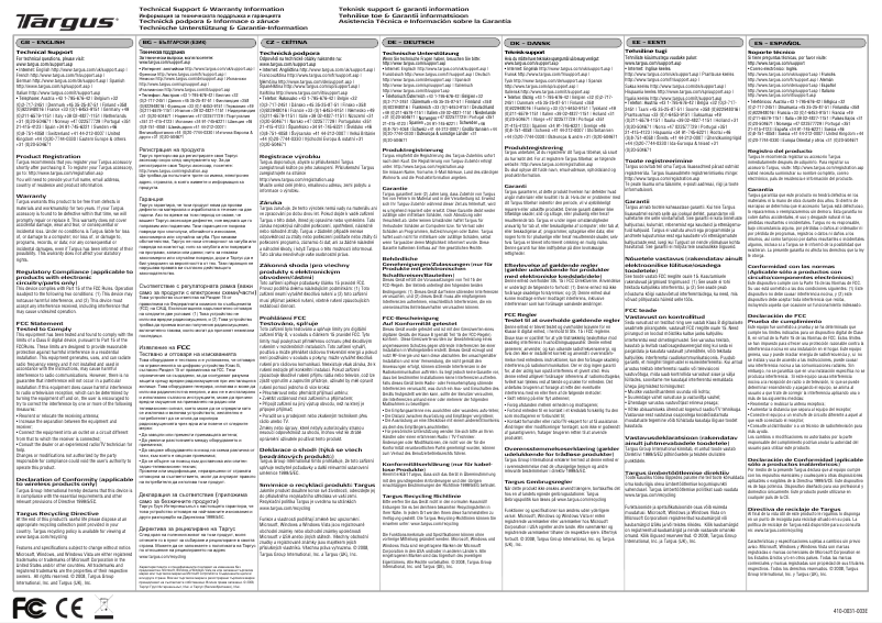 Page 1 of the manual User Manual Targus AMU30EUZ