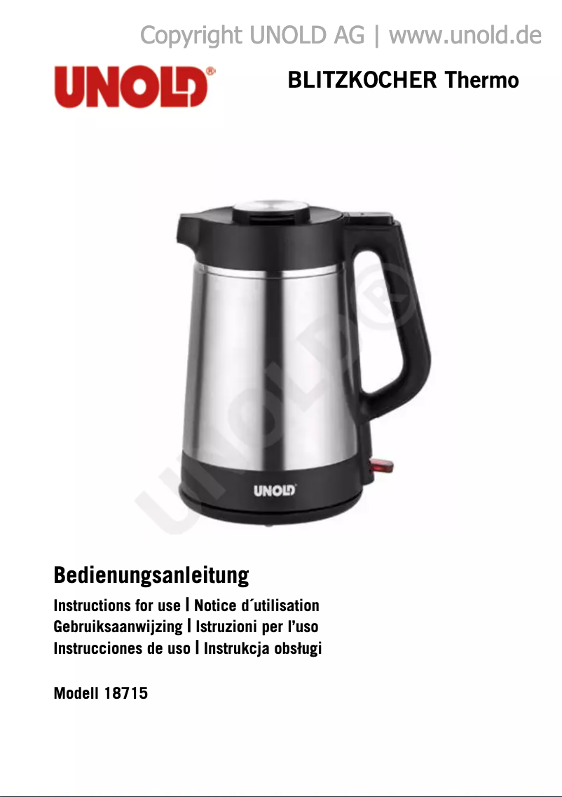 Page 1 of the manual User Manual Unold 18715