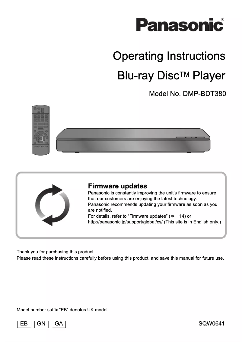 First page image of the manual for DMP-BDT380GN