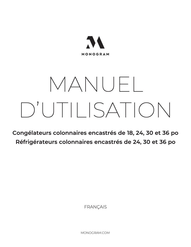 Page 1 of the manual Installation Guide Monogram ZIF181NBRII