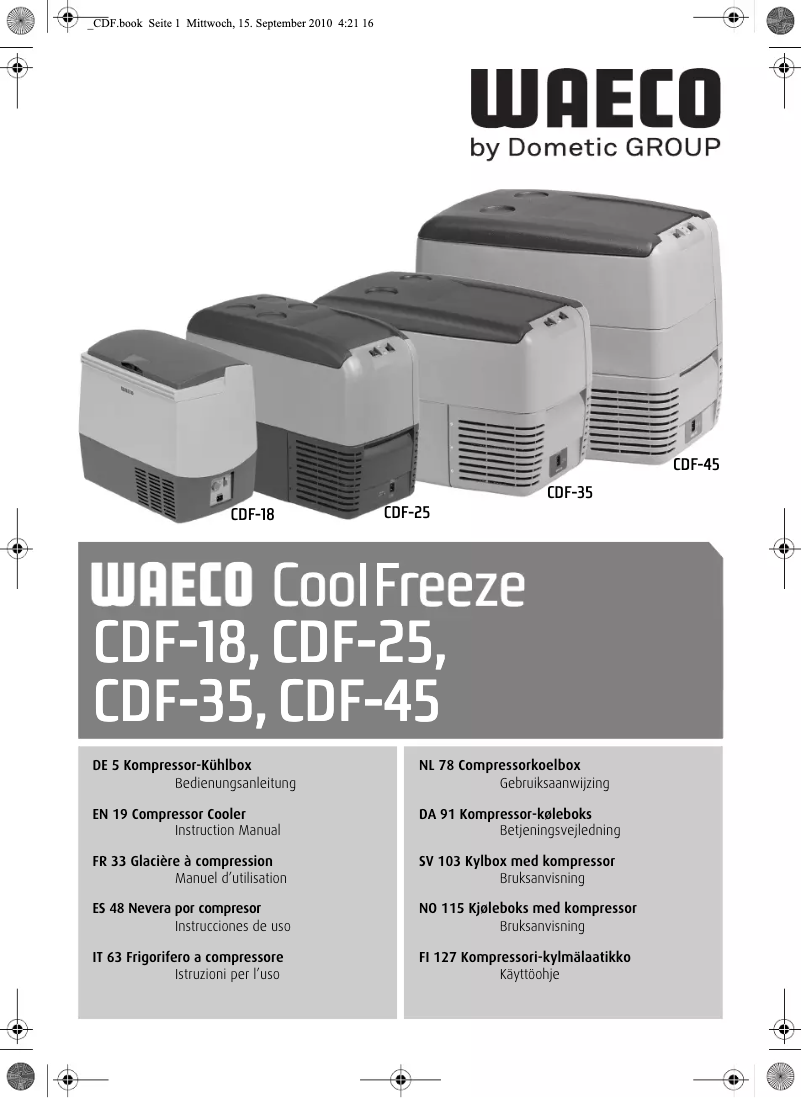 First page image of the manual for CoolFreeze CDF-35