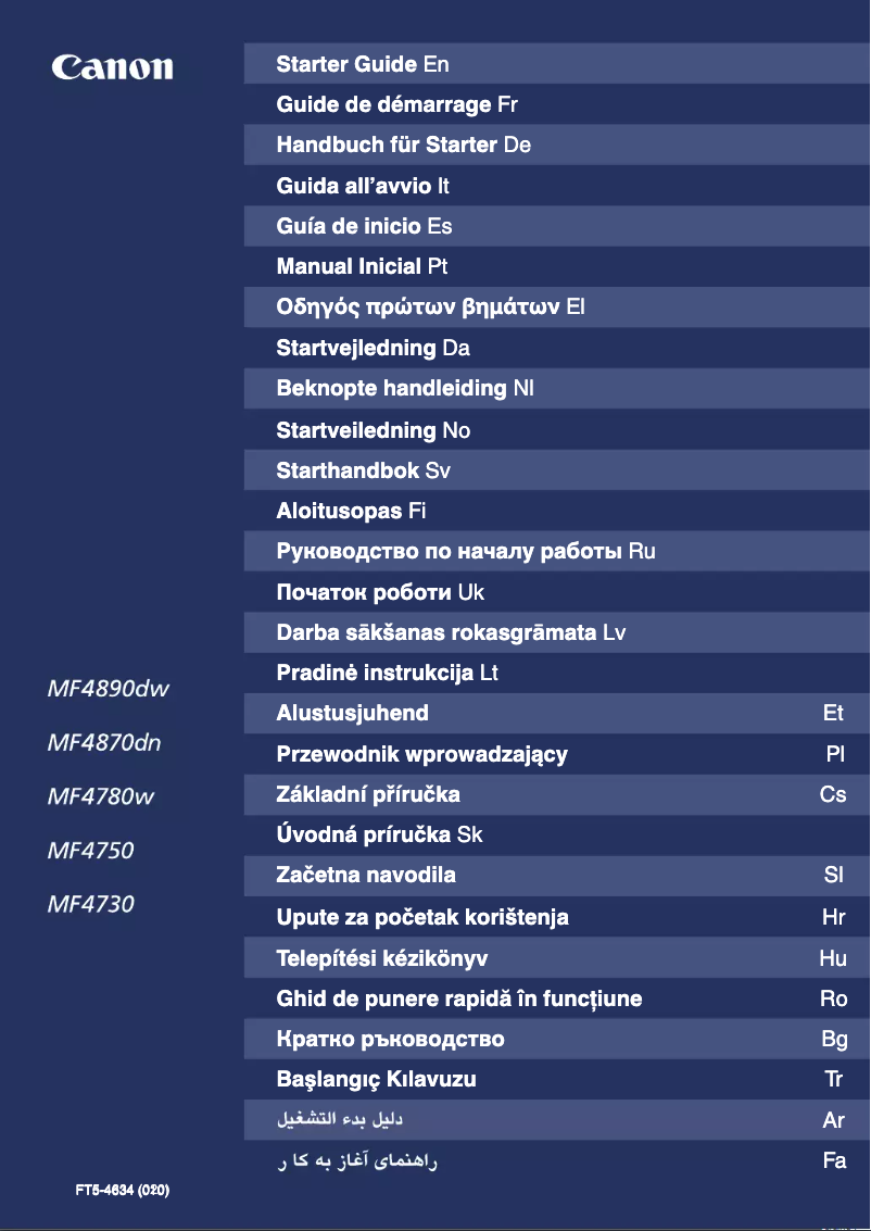 Page 1 of the manual Quick Start Guide Canon i-Sensys MF4890dw