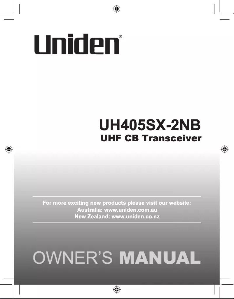 Page 1 of the manual User Manual Uniden UH405SX-2NB