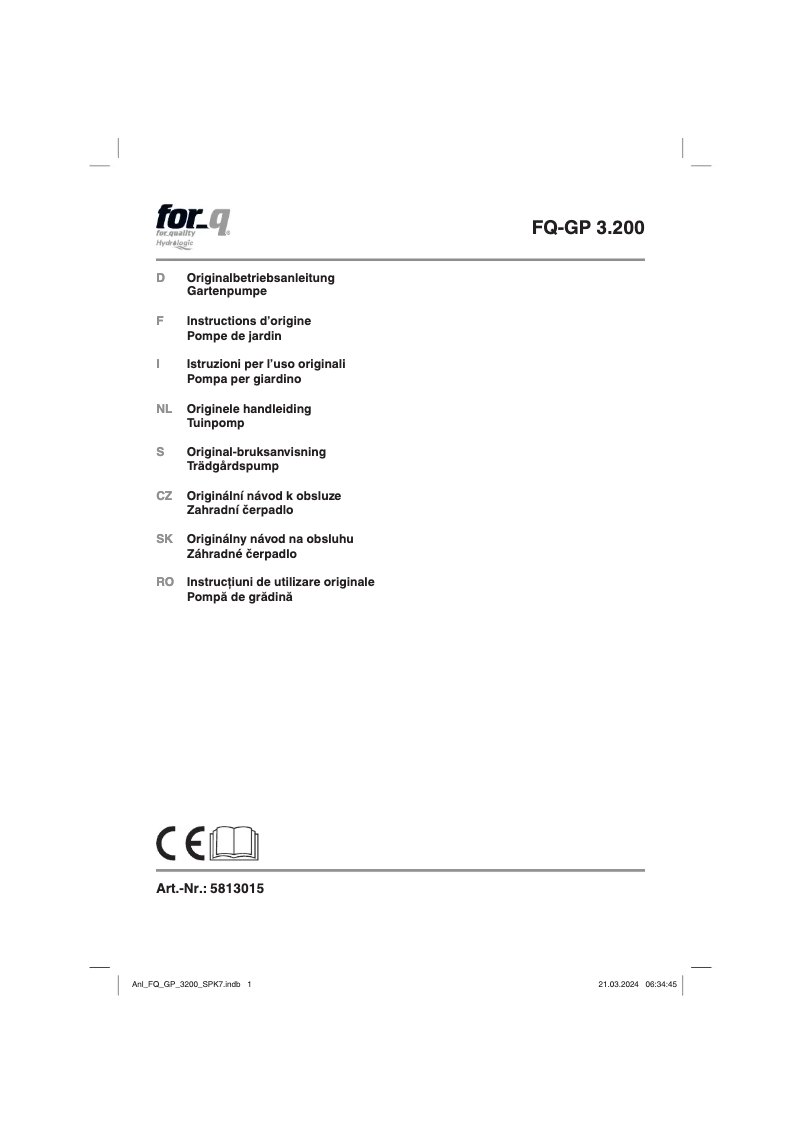 First page image of the manual for FQ-GP 3.200