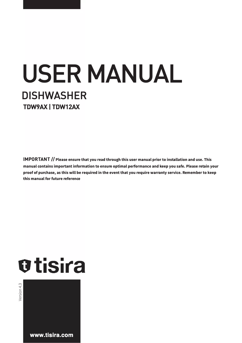 Page 1 of the manual User Manual Tisira TDW9AX