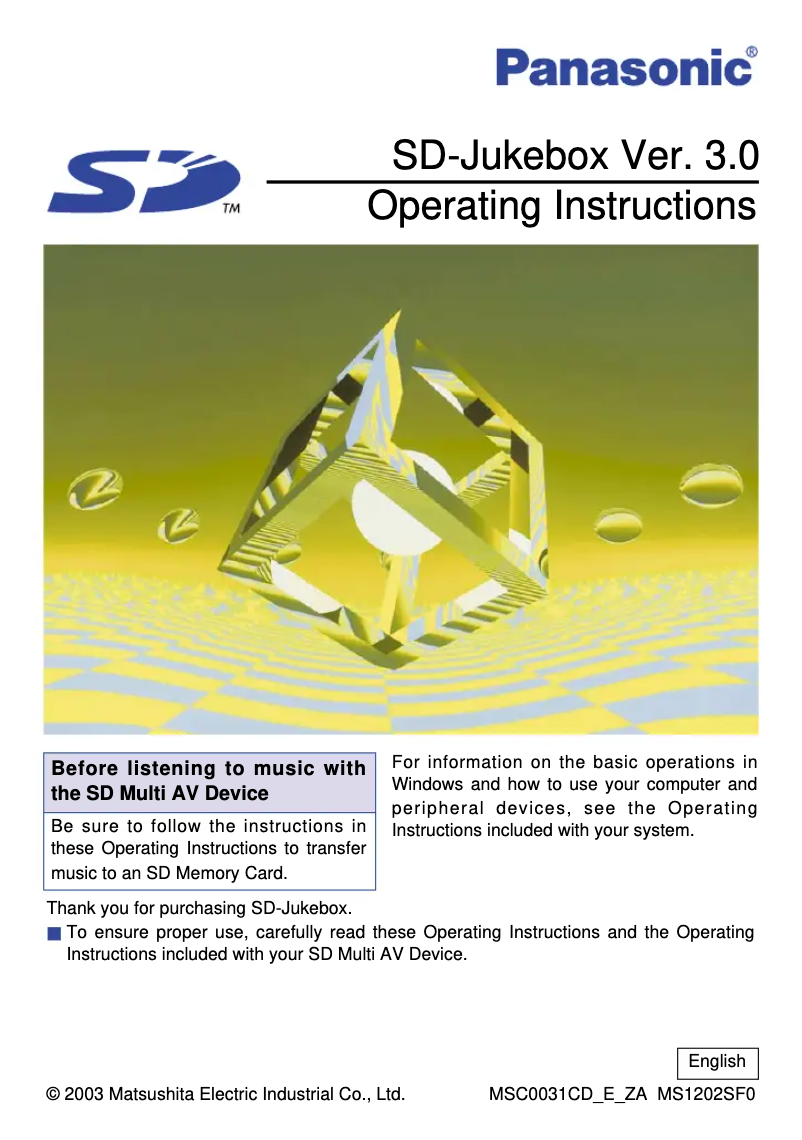 Page 1 of the manual User Manual Panasonic D-Snap SV-AV20