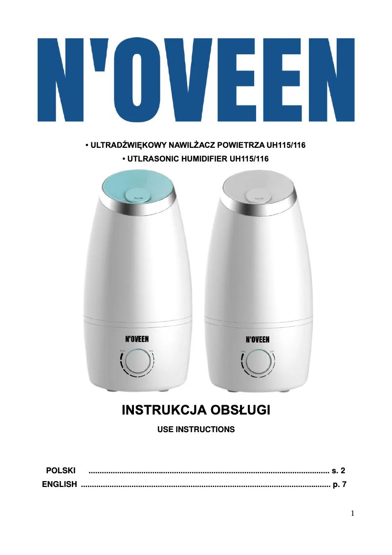 First page image of the manual for UH116