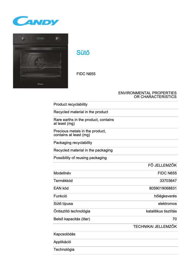 First page image of the manual for FIDC N655