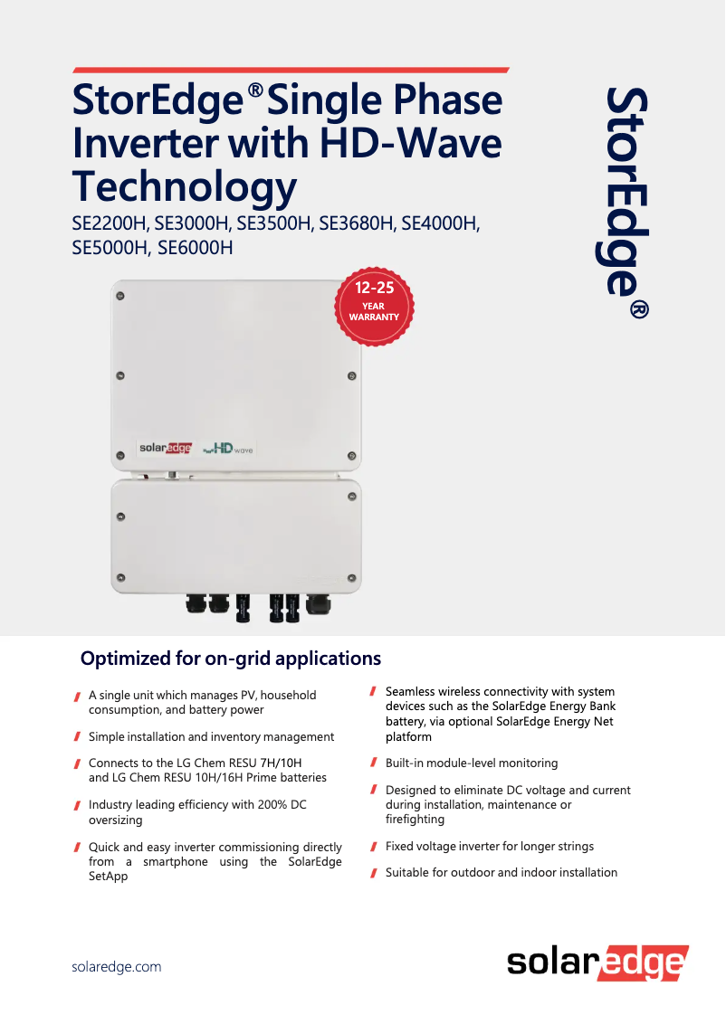 First page image of the manual for SE6000H-RWS00BEO4