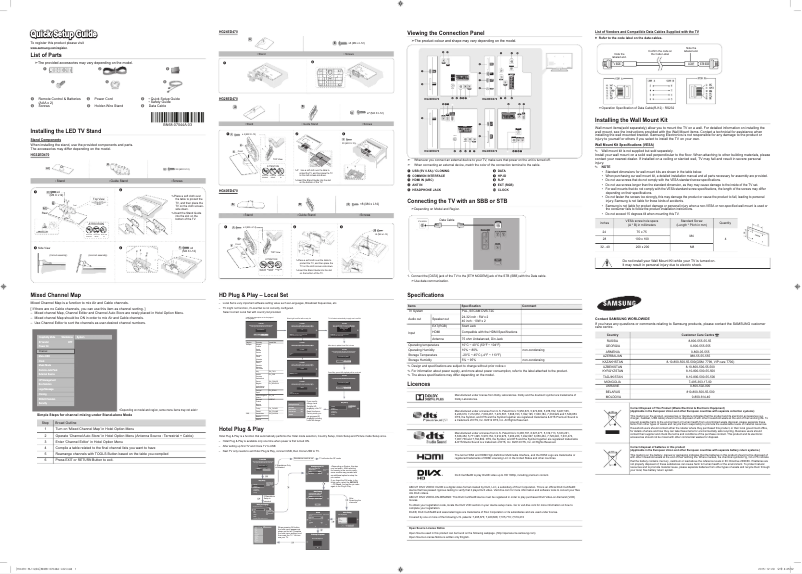 Page 1 of the manual Quick Start Guide Samsung HG40ED470BK