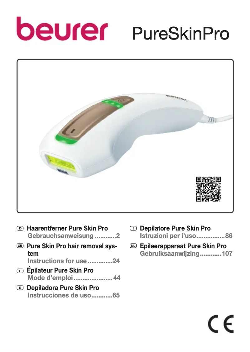 First page image of the manual for IPL Pure Skin Pro