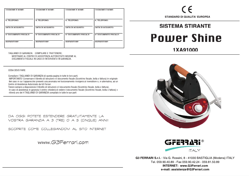 Image de la première page du manuel de l'appareil Power Shine