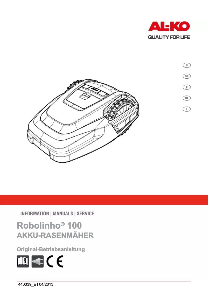 Page 1 of the manual User Manual AL-KO Robolinho 100
