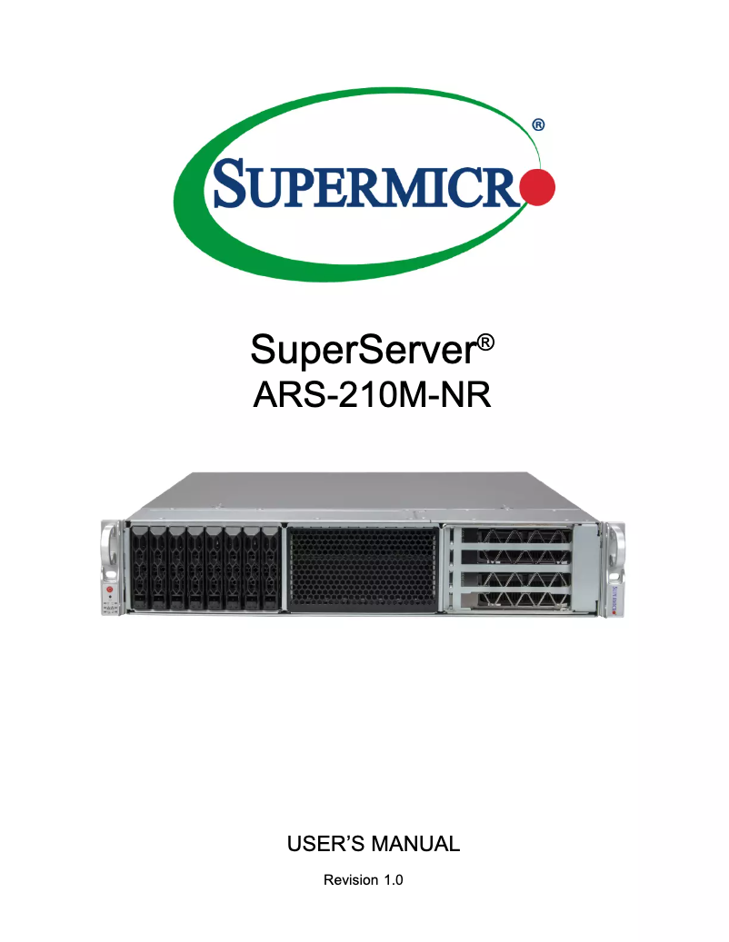 Page 1 of the manual User Manual Supermicro SuperServer ARS-210M-NR
