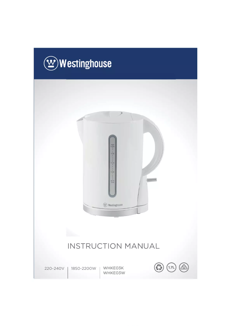 Page 1 of the manual User Manual Westinghouse WHKE03W