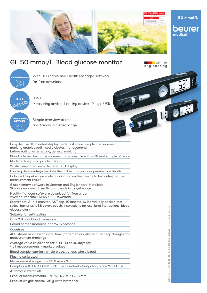 First page image of the manual for GL 50 evo